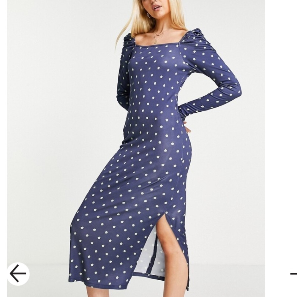 TED Baker Ditsy Spot Long Sleeve Jersey Midi Dress